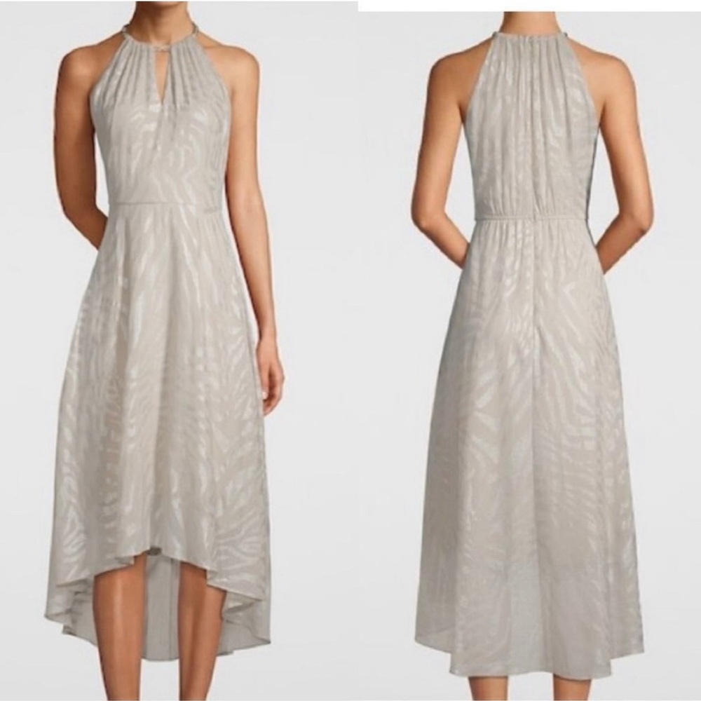 White House Black Market Cream High-Low Halter Sundress - Picture 2 of 13